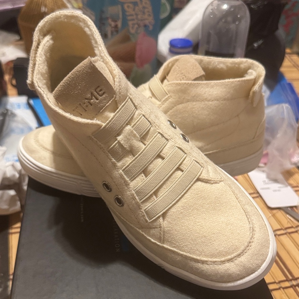 Women's Beige High-Top Sneakers